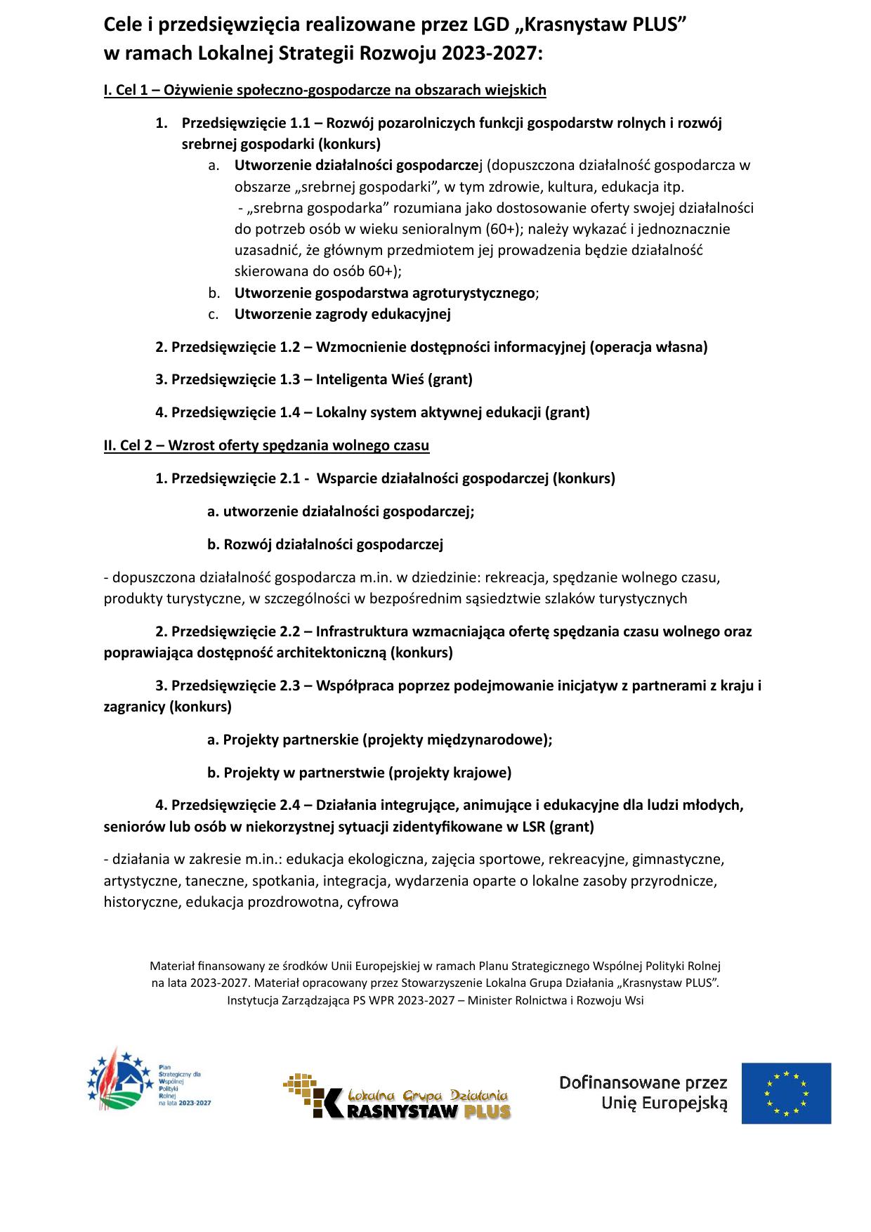 Cele i przedsięwzięcia LGD Plus