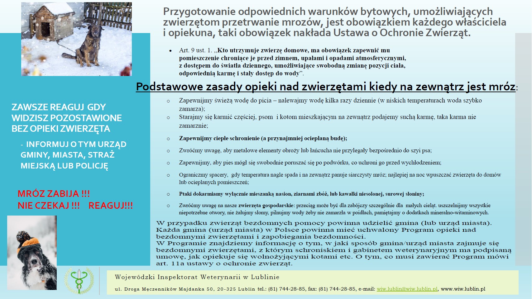 Ulotka dotycząca dobrostanu zwierząt